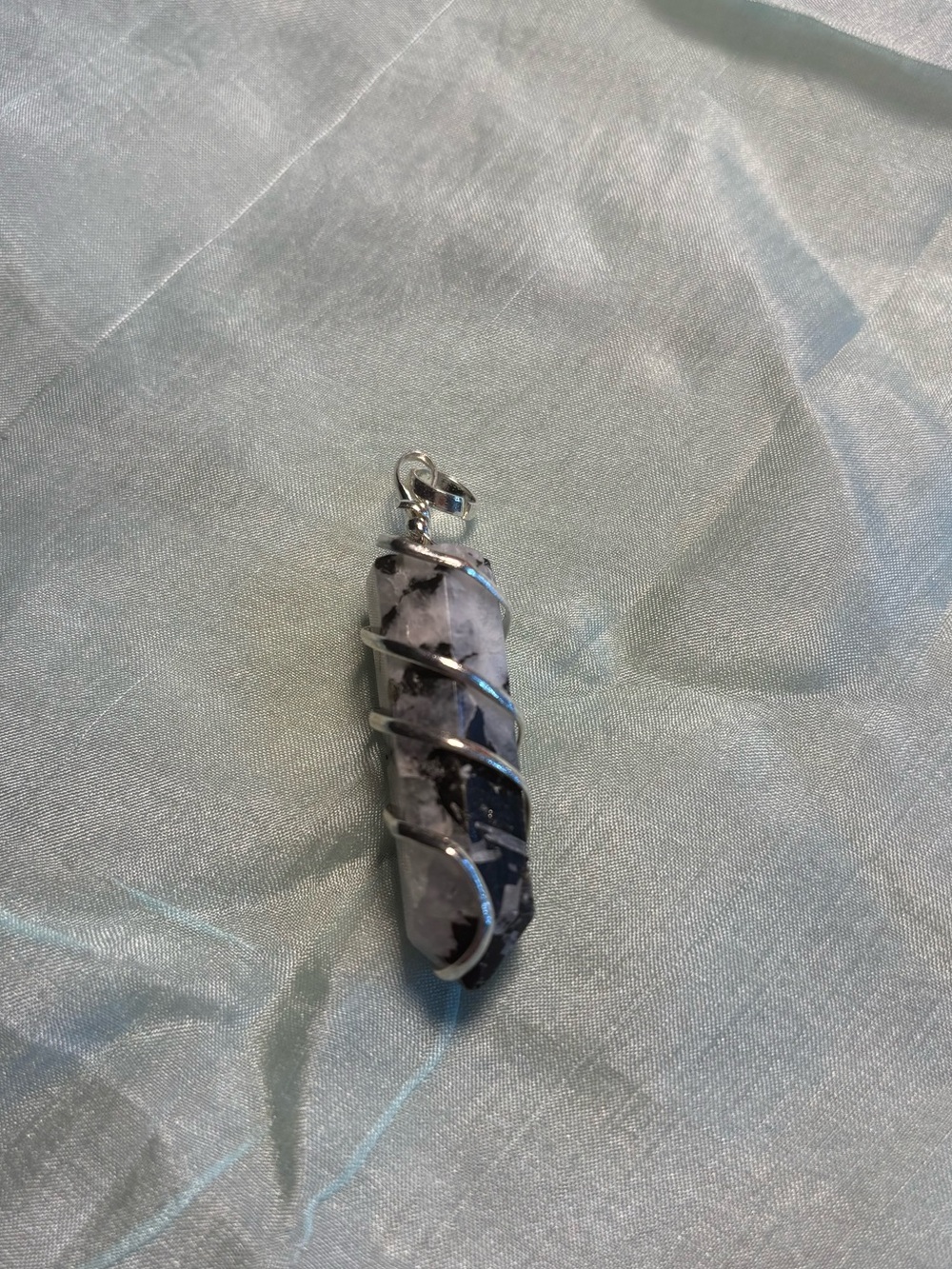 New Rainbow Moonstone Wire Wrapped Crystal Pendant
